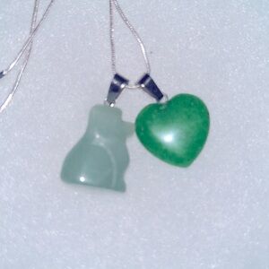 Boho Hippie Jade Dog Sterling Silver Necklace 18”